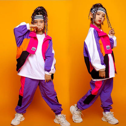 Kid Festival Hip Hop dancing Outfits Green Sweatshirt Crop Tops Jogger Pants for Girls Dance Costumes Street Clothes wear