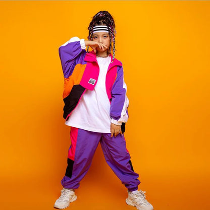 Kid Festival Hip Hop dancing Outfits Green Sweatshirt Crop Tops Jogger Pants for Girls Dance Costumes Street Clothes wear