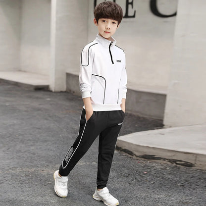 Spring Autumn Teenager Boys Clothing Sets Child Fashion Letter Sweatshirt + Pants 2Pcs Kids Tracksuit 4 5 6 7 8 9 10 11 12 Years